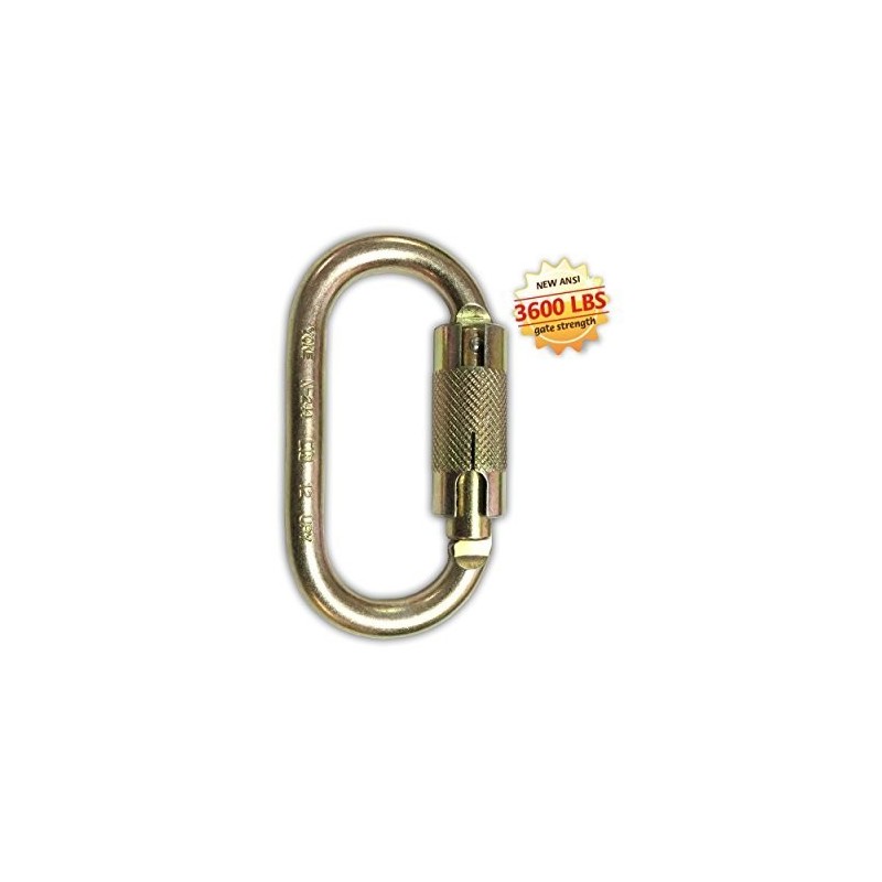 KwikSafety N-252G-TRCP Triple Locking Steel Carabiner with Captive Pin - 6 Pack